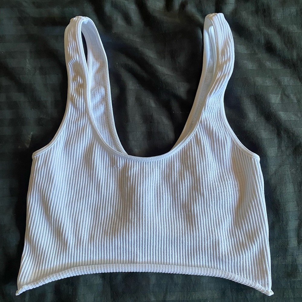 white cropped tank